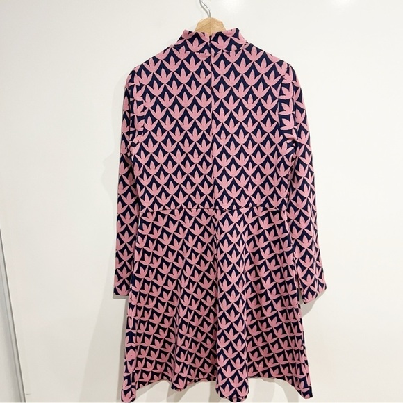 NWT Boden High Neck Jacquard Dress Dust Cloud Pink, Petal Geo - Picture 6 of 9